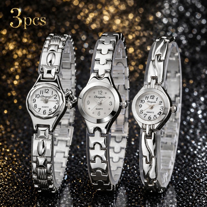 Luxury Watch With Arabic Numerals - Conjunto de 3 relógios femininos da