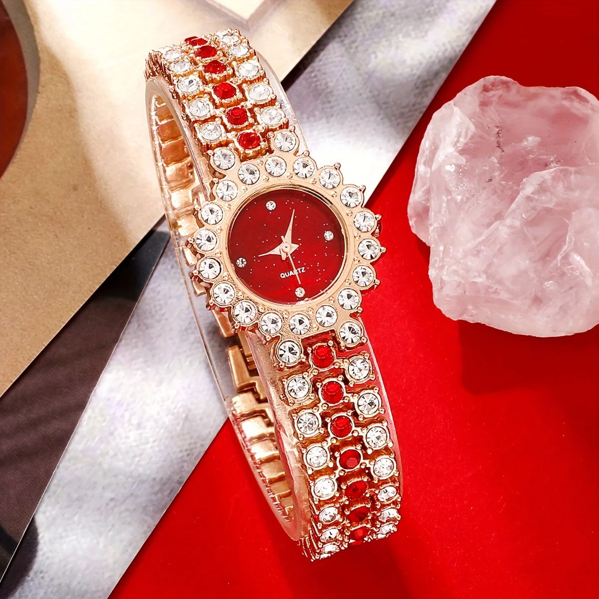 Luxury Watch Gift For Her - 2 pçs/set relógio feminino luxo strass