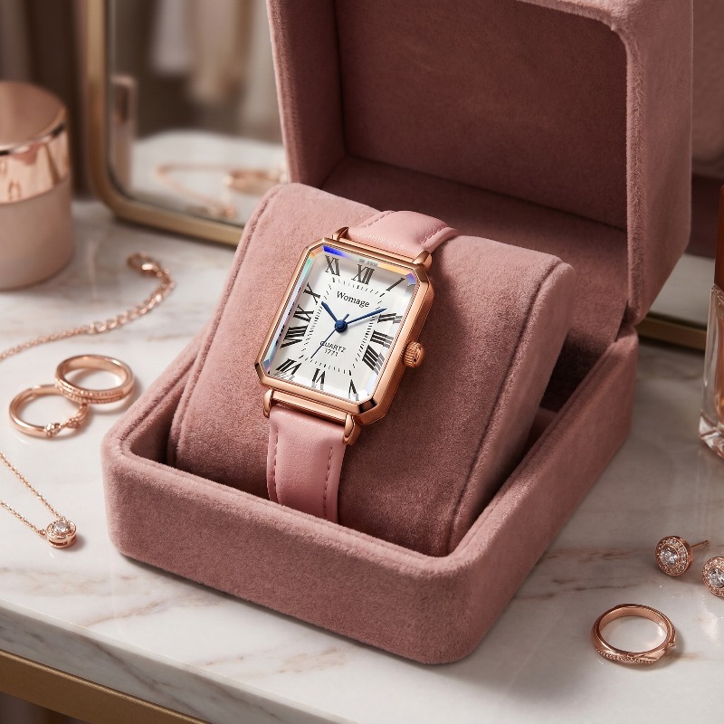 Luxury Watch With Leather Strap - Relógios de Quartzo Retangulares de Moda