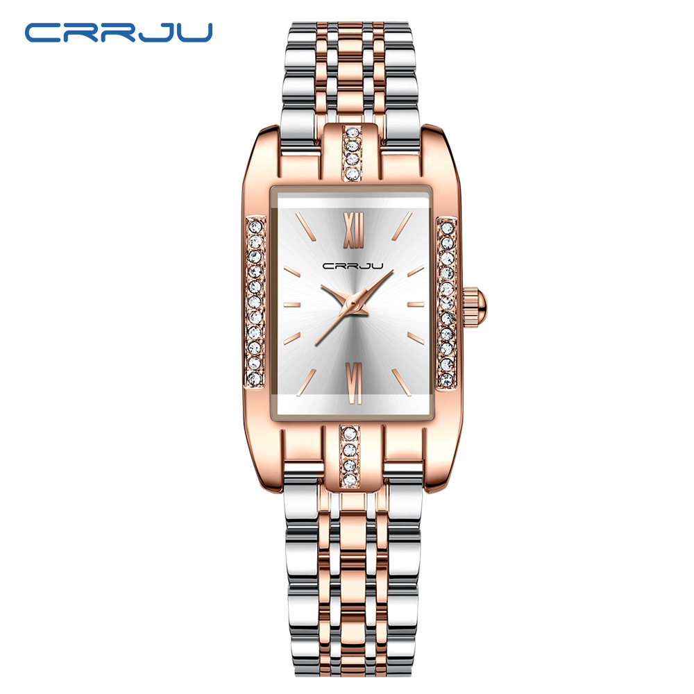 Ladies Luxury Watch - Crrju relógio quadrado de luxo para
