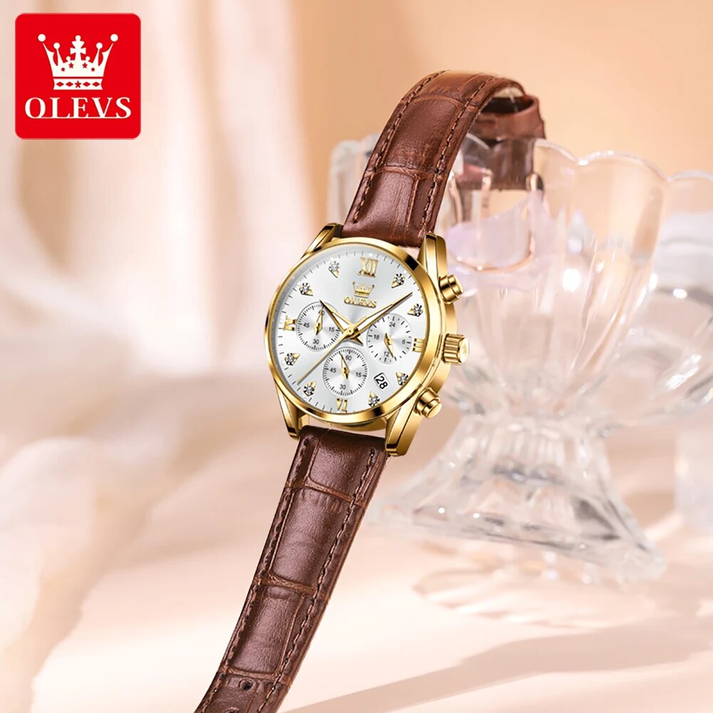 Olevs 5523 relógios femininos  - Luxury Watch With Leather Strap avaliação e preço