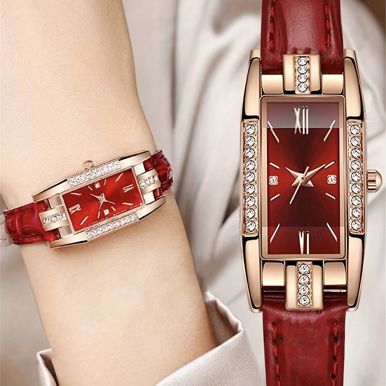 Relógio feminino retangular co - Luxury Watch Gift For Her avaliação e preço