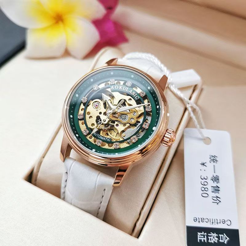 Relógio mecânico feminino de ú - Luxury Watch Gift For Her avaliação e preço