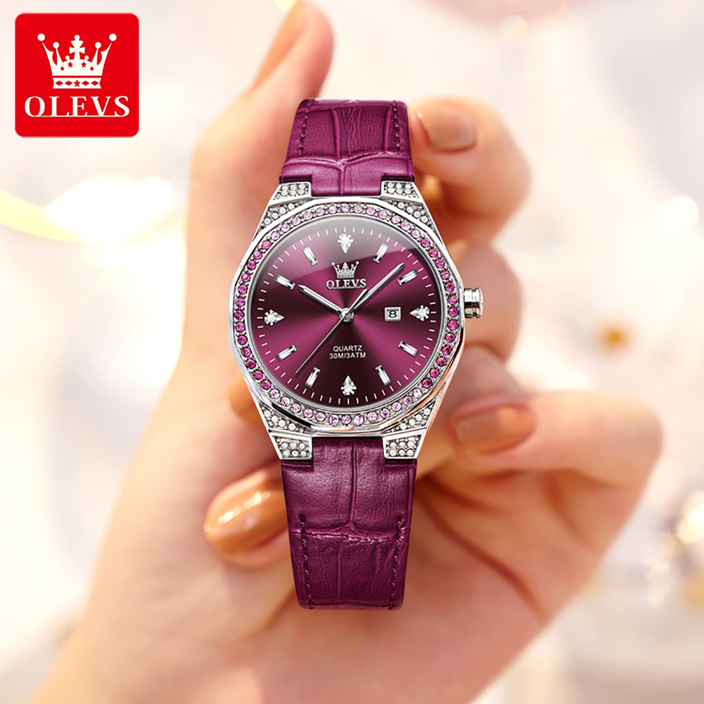 Olevs relógios femininos origi - Luxury Watch With Leather Strap avaliação e preço