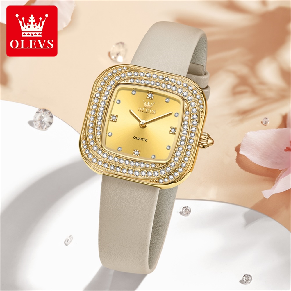 OLEVS Relógio de quartzo quadr - Luxury Watch With Leather Strap avaliação e preço