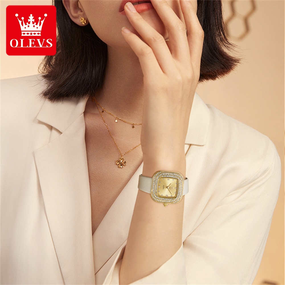 OLEVS Relógio de quartzo quadr - Luxury Watch With Leather Strap avaliação e preço