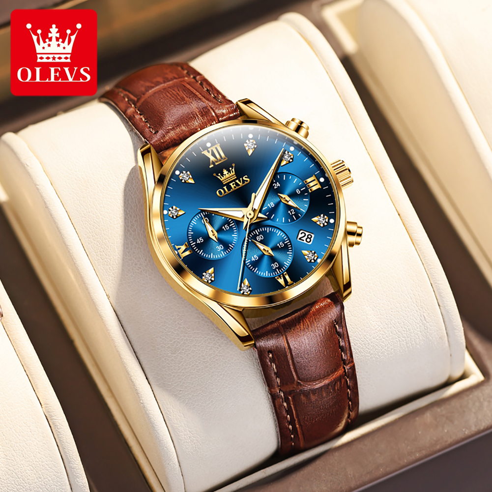 Olevs 5523 marca original reló - Luxury Watch With Leather Strap avaliação e preço