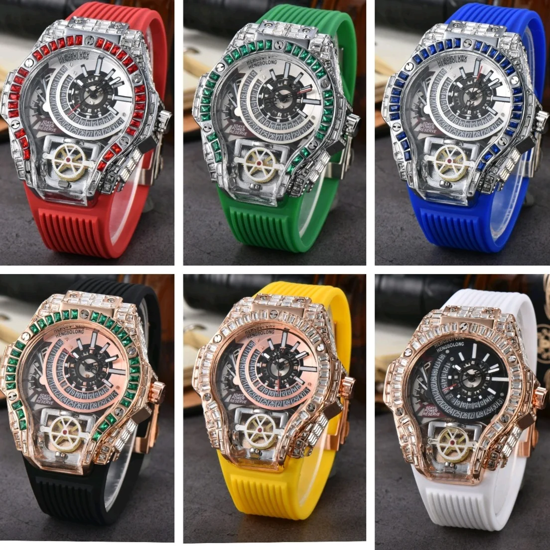 Caso de diamante completo negó - Luxury Watch With Rubber Strap avaliação e preço