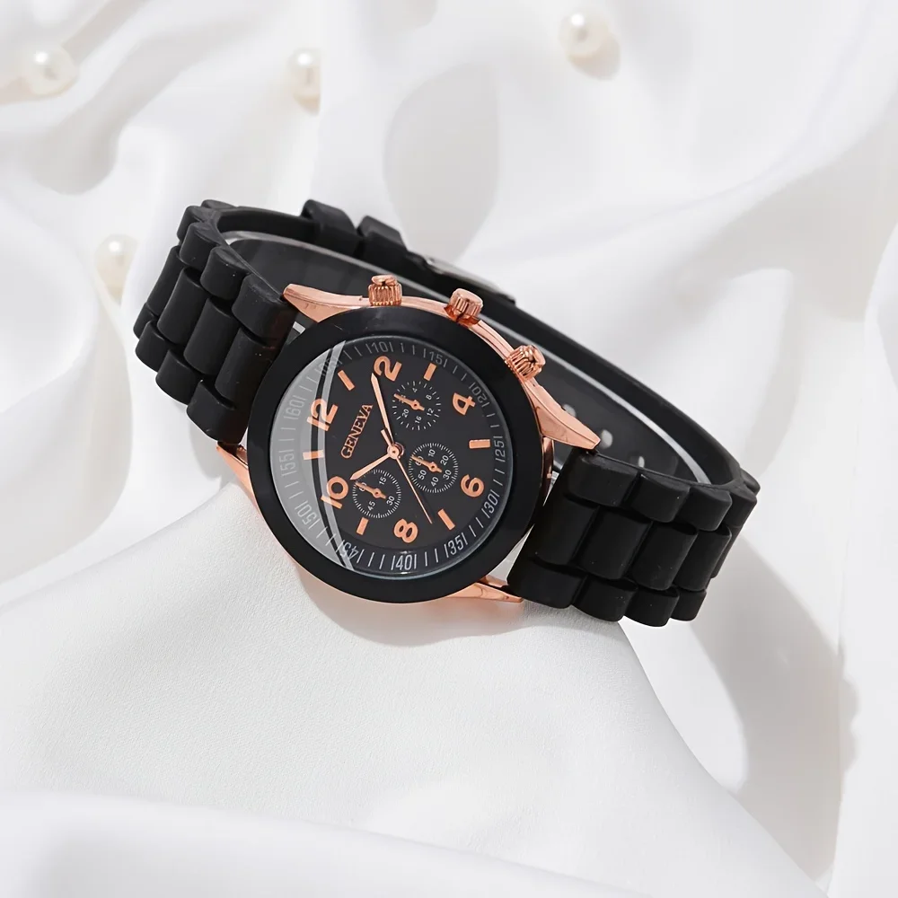 2 pçs conjunto de relógio femi - Luxury Watch With Rubber Strap avaliação e preço