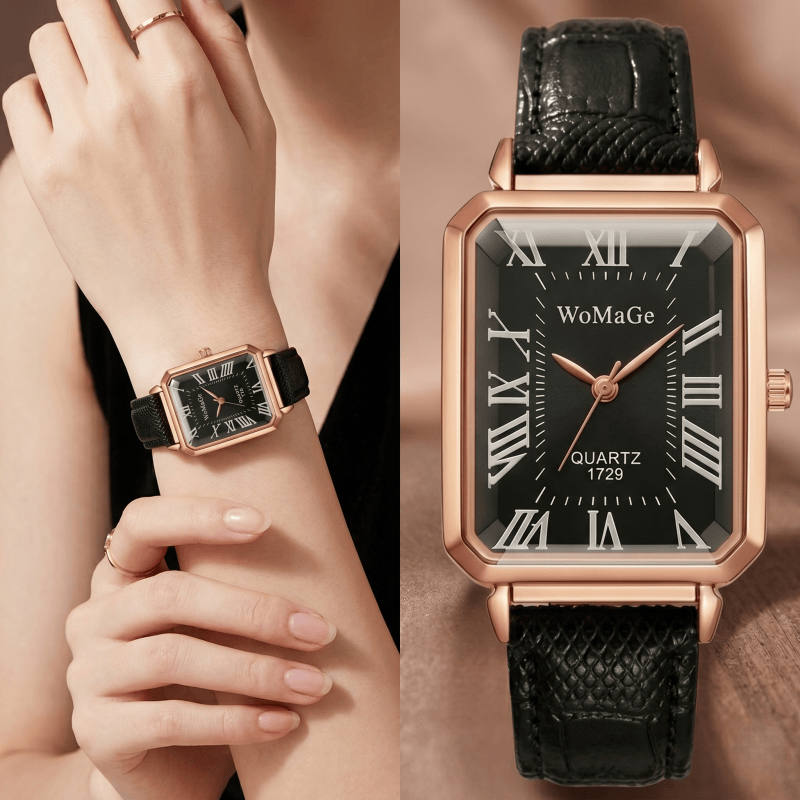 Relógios de Quartzo Retangular - Luxury Watch With Leather Strap avaliação e preço