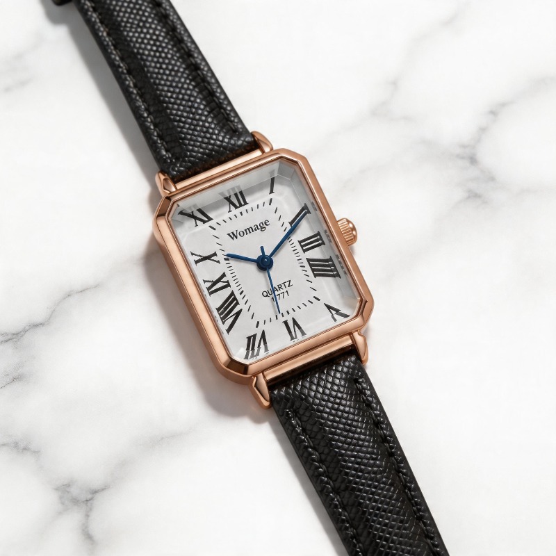 Relógios de Quartzo Retangular - Luxury Watch With Leather Strap avaliação e preço
