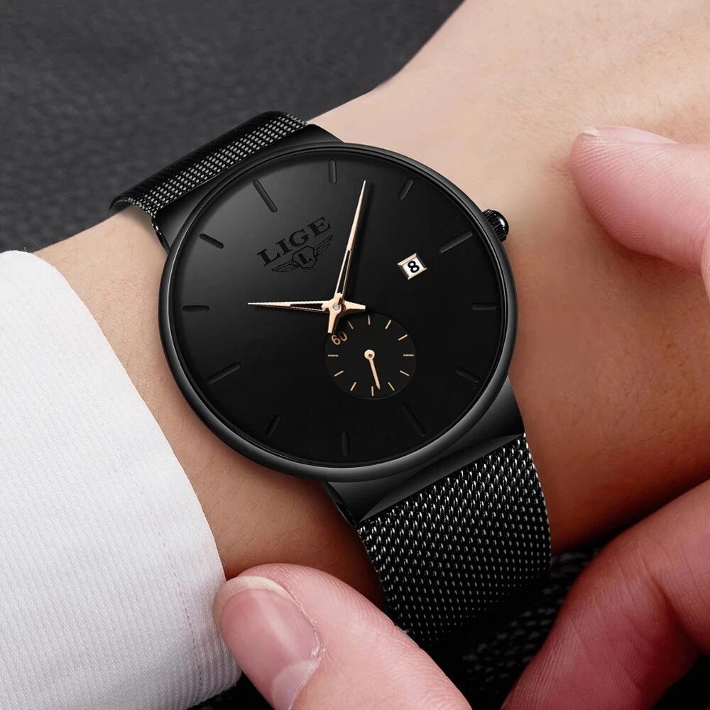 LIGE Moda Mens Relógios Top Ma - Luxury Watch Mockup avaliação e preço