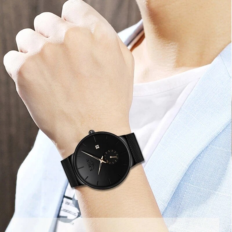 LIGE Moda Mens Relógios Top Ma - Luxury Watch Mockup avaliação e preço