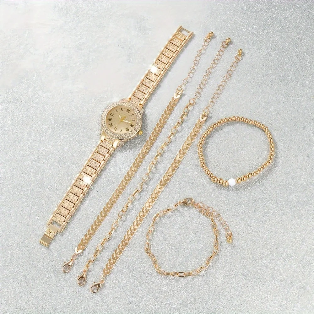 6 pçs/set feminino luxo strass - Luxury Watch Gift For Her avaliação e preço