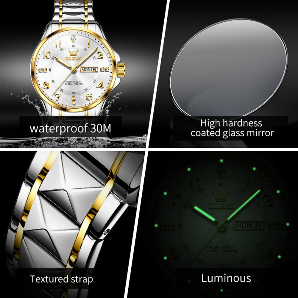 Olevs marca original relógio d - Luxury Watch With Arabic Numerals avaliação e preço