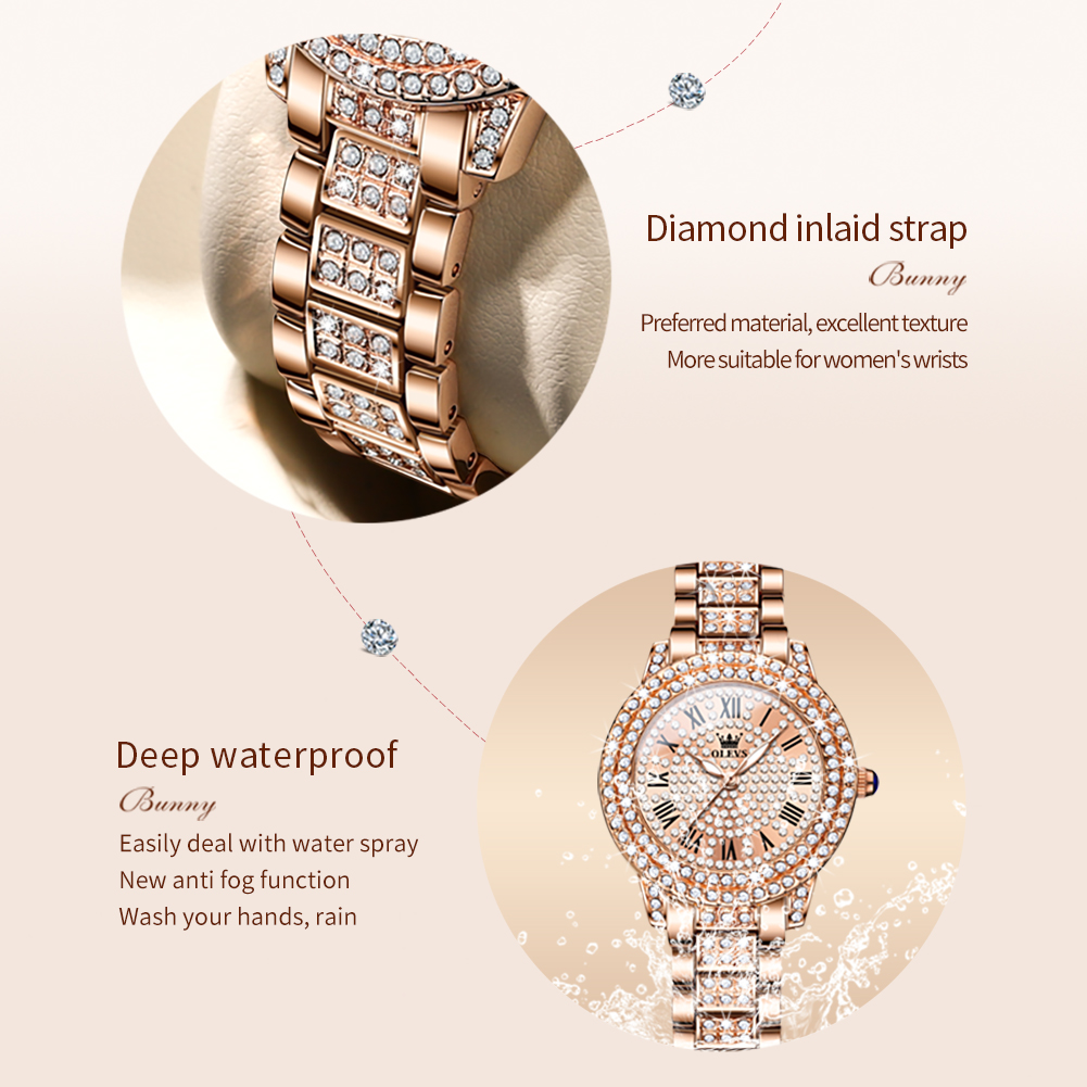 Olevs 9943 luxo todo diamante  - Ladies Luxury Watch avaliação e preço